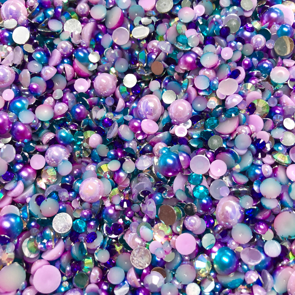2-10mm Mixed Pearls and Rhinestones Resin Round Flat Back Loose Pearls #3 - 2000pcs