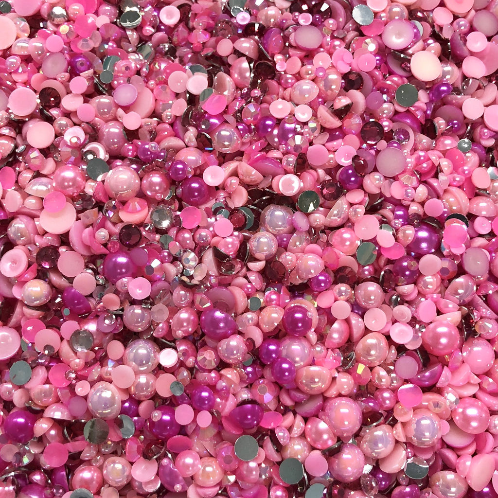 2-10mm Mixed Pearls and Rhinestones Resin Round Flat Back Loose Pearls #8 - 2000pcs
