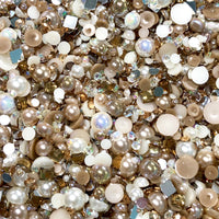 2-10mm Mixed Pearls and Rhinestones Resin Round Flat Back Loose Pearls #17 - 2000pcs