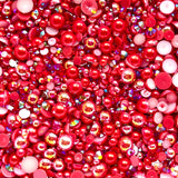 2-10mm Mixed Pearls and Rhinestones Resin Round Flat Back Loose Pearls #110 - 2000pcs