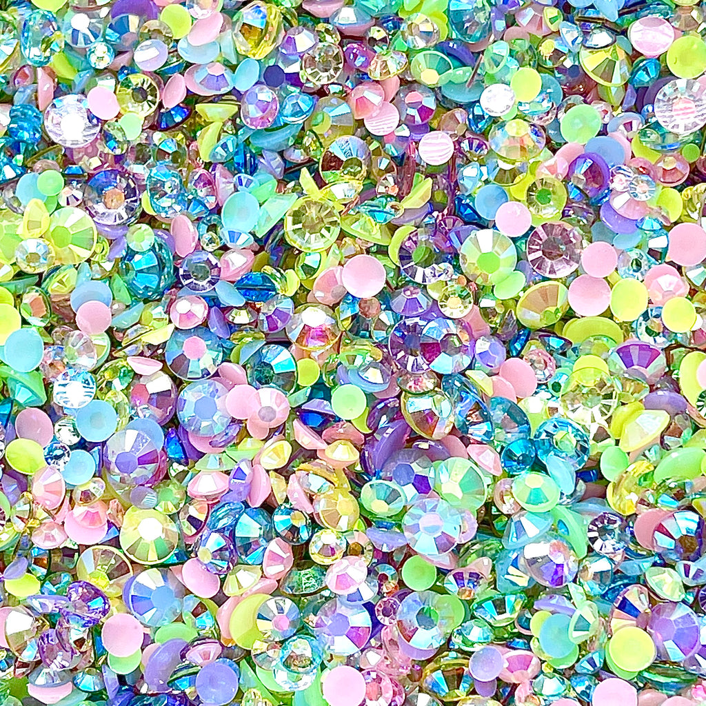2-6mm Mixed Pink, Purple, Green, Yellow, Blue Jelly Round Flat Back Loose Rhinestones #41 - 5000pcs
