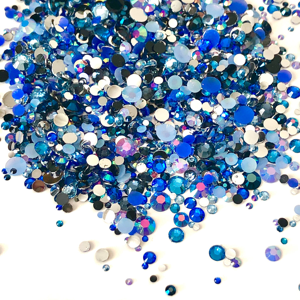 2-6mm Mixed Royal Blue, Navy, Light Sapphire Resin Jelly Round Flat Back Loose Rhinestones #2 - 5000pcs