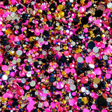 2-6mm Mixed Hot Pink, Black, Gold Jelly Round Flat Back Loose Rhinestones #35 - 5000pcs