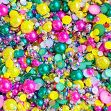 2-10mm Mixed Pearls and Rhinestones Resin Round Flat Back Loose Pearls #106 - 2000pcs