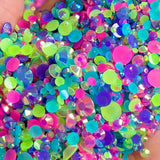 2-6mm Mixed Pink, Purple, Green, Aqua Jelly Round Flat Back Loose Rhinestones #40 - 5000pcs
