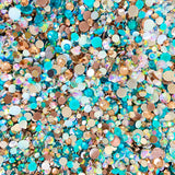 2-6mm Mixed Dark Aqua, White, Rose Gold Jelly Round Flat Back Loose Rhinestones #37 - 5000pcs