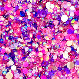 2-6mm Mixed Pink, Purple AB Jelly Transparent Round Flat Back Loose Rhinestones #50 - 5000pcs