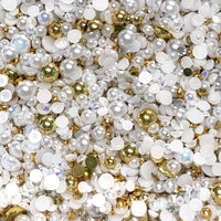 2-10mm Mixed Pearls and Rhinestones Resin Round Flat Back Loose Pearls #40 - 2000pcs