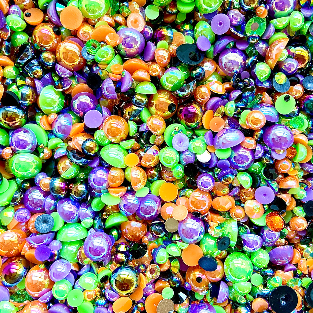 2-10mm Mixed Pearls and Rhinestones Resin Round Flat Back Loose Pearls #111 - 2000pcs