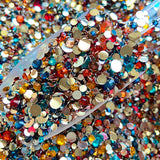 2-6mm Mixed Fall 1 Red, Navy, Orange, Aqua, Coffee Round Flat Back Loose Rhinestones #42 - 5000pcs