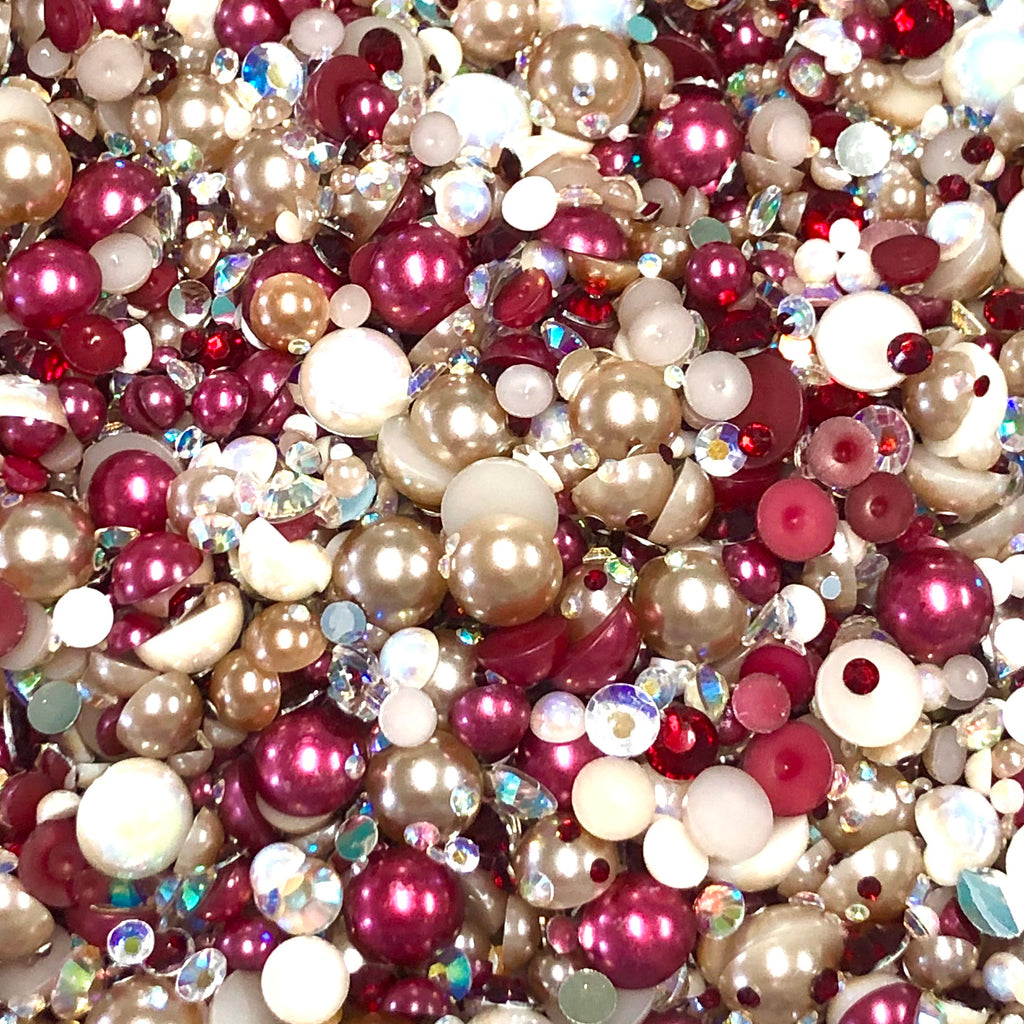 2-10mm Mixed Pearls and Rhinestones Resin Round Flat Back Loose Pearls #84 - 2000pcs