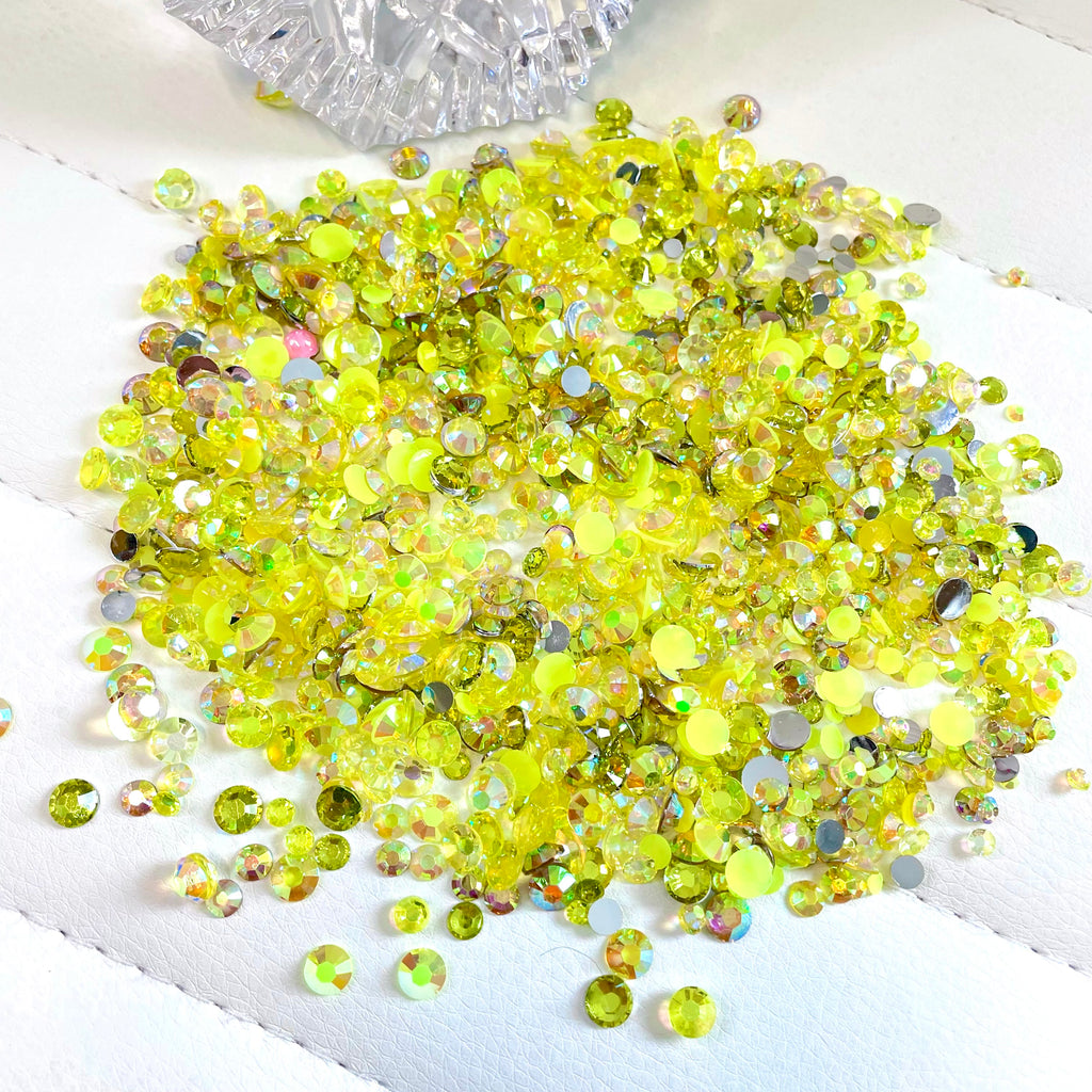 2-6mm Mixed Yellow, Citrine Resin Jelly Round Flat Back Loose Rhinestones #57 - 5000pcs