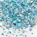 2-6mm Mixed Aqua, Light Sapphire, Clear AB Jelly Resin Round Flat Back Loose Rhinestones #20 - 5000pcs