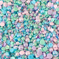 2-10mm Mixed Pearls and Rhinestones Resin Round Flat Back Loose Pearls #98 - 2000pcs