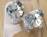 Silver Crystal Rhinestone Heart Bow Rhinestones Bling Cabochon Alloy Metal Decoden