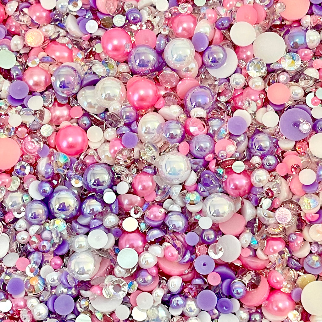 2-10mm Mixed Pearls and Rhinestones Resin Round Flat Back Loose Pearls #5 - 2000pcs