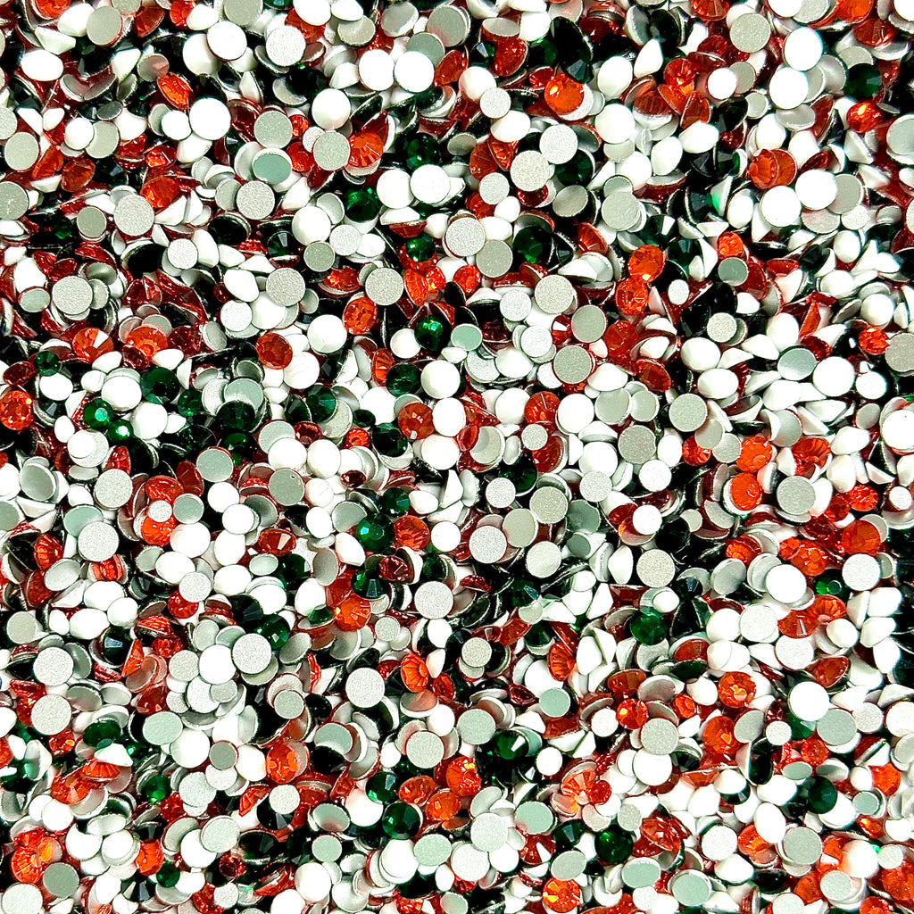 SS6-SS20/2-5mm White, Orange, Green Glass Round Flat Back Rhinestones Mixed Set #32 - 1000pcs
