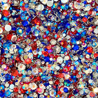 2-6mm Mixed USA Red, White, Blue, AB Resin Jelly Round Flat Back Loose Rhinestones #10 - 5000pcs