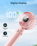 3 Speed Portable Handheld Fan w/ Wireless Charging Base, Digital Display - PINK NIB