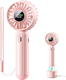 3 Speed Portable Handheld Fan w/ Wireless Charging Base, Digital Display - PINK NIB