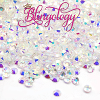 Clear AB Transparent Glass Round Flat Back Loose Rhinestones