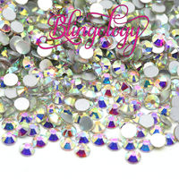 Crystal AB Glass Round Flat Back Loose Rhinestones