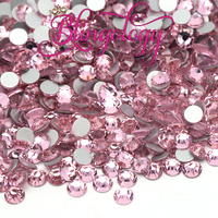 Light Rose Glass Round Flat Back Loose Rhinestones