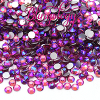 Rose AB Glass Round Flat Back Loose Rhinestones