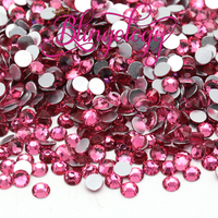 Rose Glass Round Flat Back Loose Rhinestones