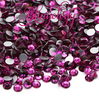 Fuchsia Glass Round Flat Back Loose Rhinestones