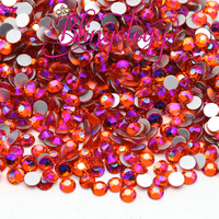 Orange AB Glass Round Flat Back Loose Rhinestones