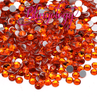 Orange Glass Round Flat Back Loose Rhinestones