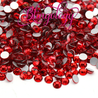 Light Siam Glass Round Flat Back Loose Rhinestones