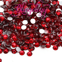 Medium Siam Glass Round Flat Back Loose Rhinestones