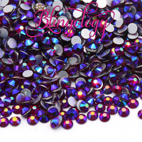 Dark Siam AB Glass Round Flat Back Loose Rhinestones