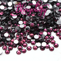 Dark Amethyst Glass Round Flat Back Loose Rhinestones