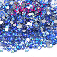 Light Sapphire AB Glass Round Flat Back Loose Rhinestones