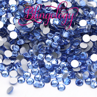 Light Sapphire Glass Round Flat Back Loose Rhinestones