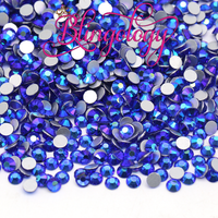 Sapphire AB Glass Round Flat Back Loose Rhinestones