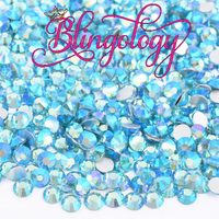 Aquamarine AB Glass Round Flat Back Loose Rhinestones