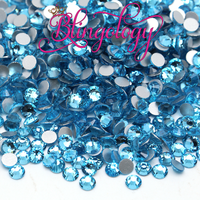 Aquamarine Glass Round Flat Back Loose Rhinestones