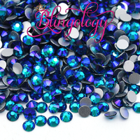Dark Aquamarine AB Glass Round Flat Back Loose Rhinestones