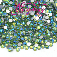 Peridot AB Glass Round Flat Back Loose Rhinestones