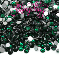 Emerald Glass Round Flat Back Loose Rhinestones