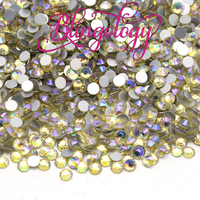 Light Citrine AB Glass Round Flat Back Loose Rhinestones
