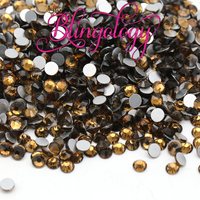 Smoked Topaz Glass Round Flat Back Loose Rhinestones