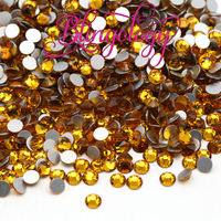 Topaz Glass Round Flat Back Loose Rhinestones