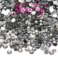 Black Diamond Glass Round Flat Back Loose Rhinestones