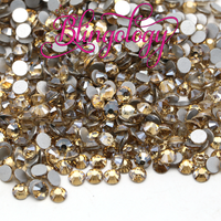 Gold Champagne Glass Round Flat Back Loose Rhinestones