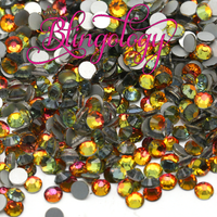 Red Rainbow Glass Round Flat Back Loose Rhinestones